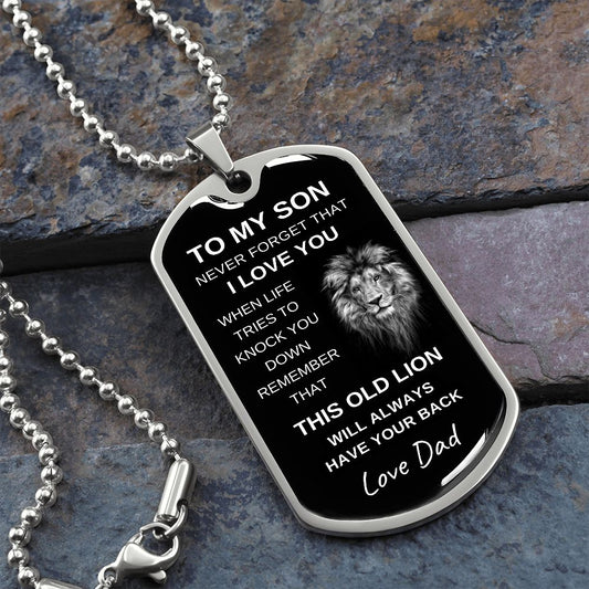 To My Son - Dog Tag - Old Lion