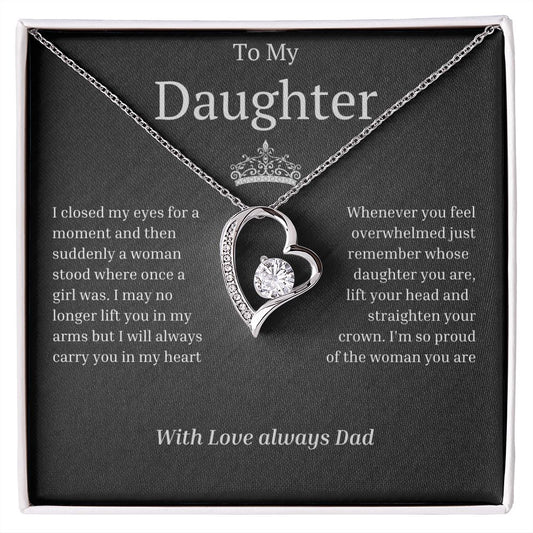 To my Daughter Forever Love Necklace - with crown